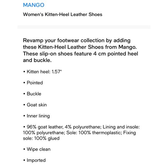 MANGO MNG Women’s Kitten Heel Leather Shoes Slingback Beige Size 8.5 NWOB - Picture 9 of 9